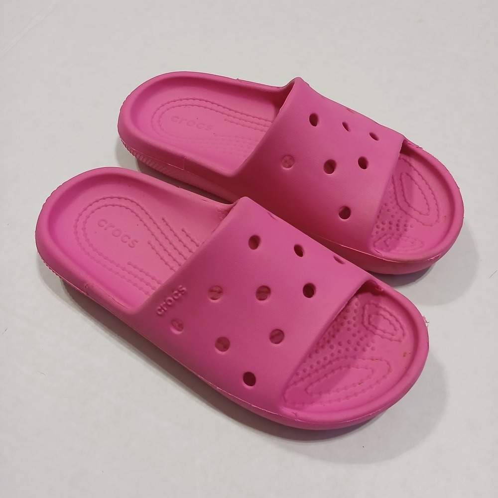 Crocs Classic Roomy Fit Slide Sandals Electric Pink Shoes Size C 13 Childrens